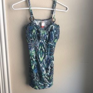 Blue, Green and White Tank Top